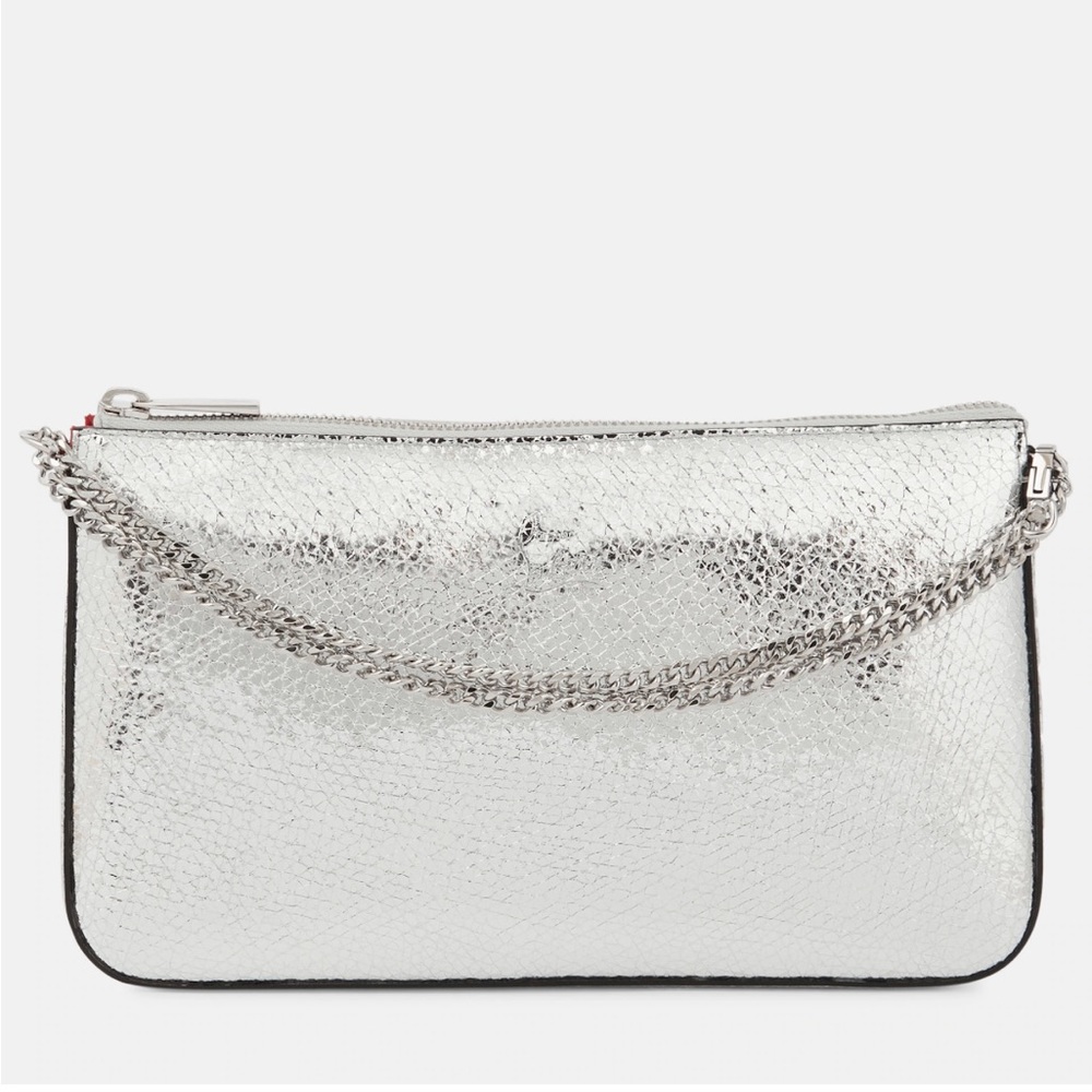 CHRISTIAN LOUBOUTIN silver leather pouch